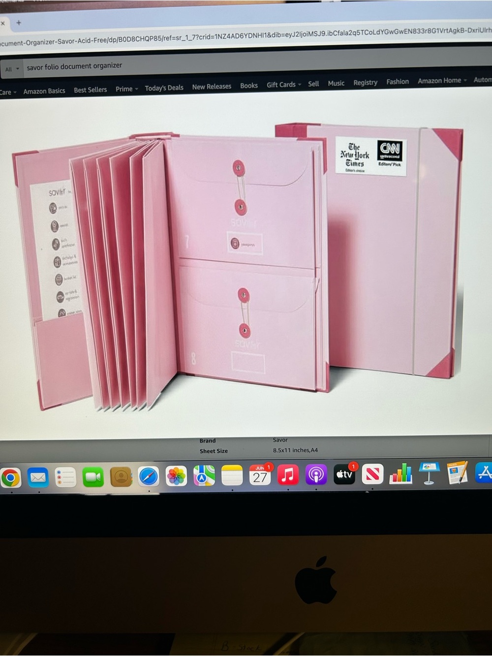 Savor Memento Bento Pink Document Organizer - Picture 3 of 7